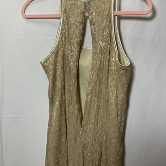 Hope & Harlow Gold Spaghetti Strap Lined Mini Dress with Zippered Back. Size 2 - Picture 6 of 7